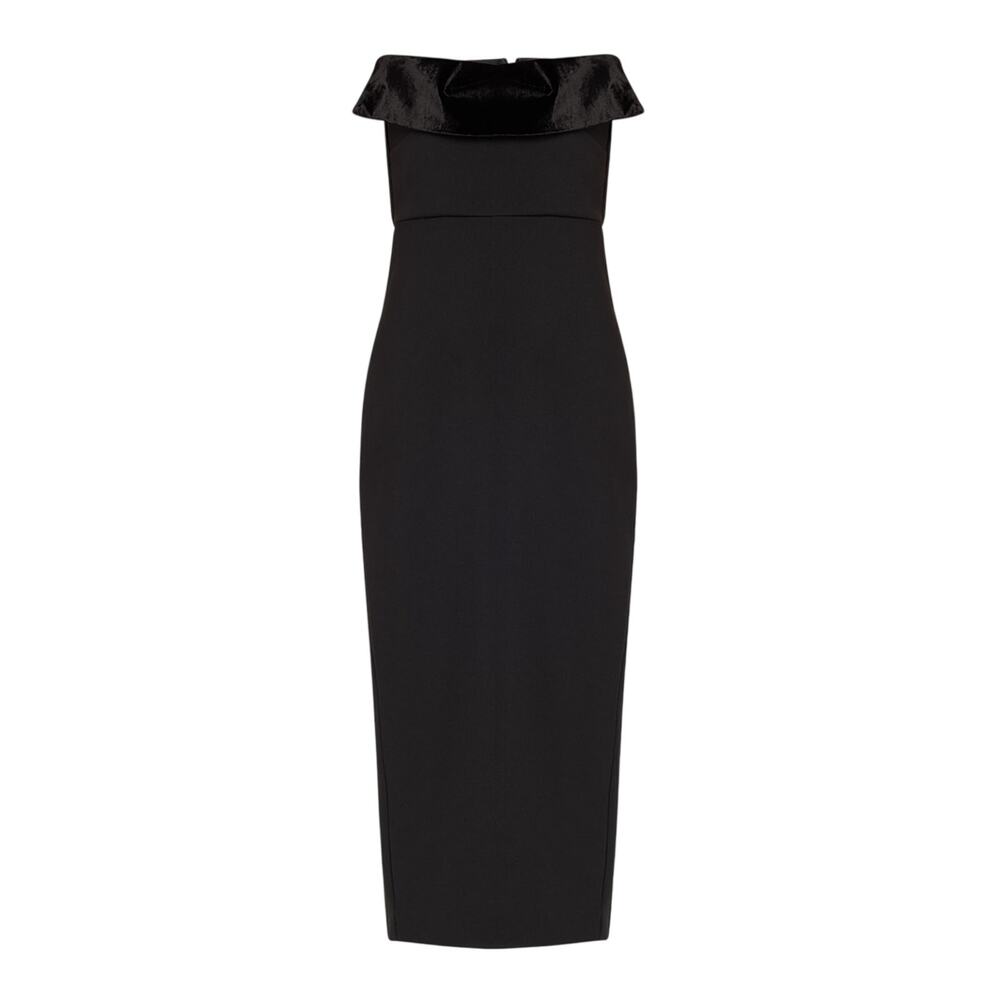 Roland Mouret Elegant Black Strapless Crepe Midi Dress Size 8 UK / 4 US